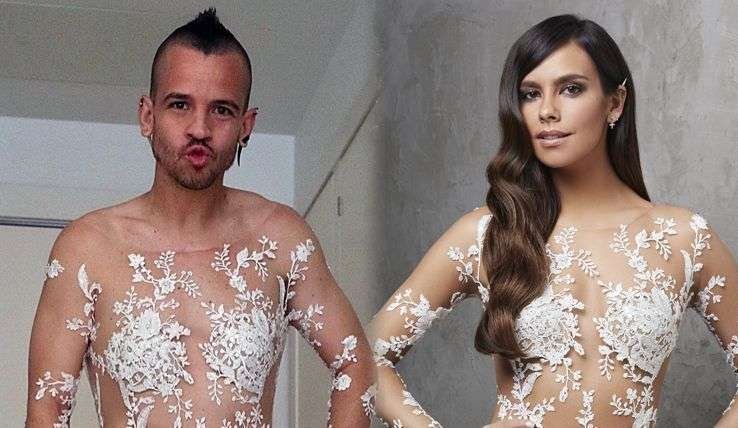 David Muñoz se pone el vestido de Cristina Pedroche de las Campanadas