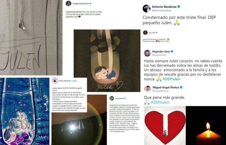 Los famosos lloran la muerte de Julen y envían sus condolencias a sus familiares