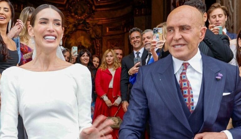 El vestido de novia de Marta López Álamo: corte clásico y velo joyería